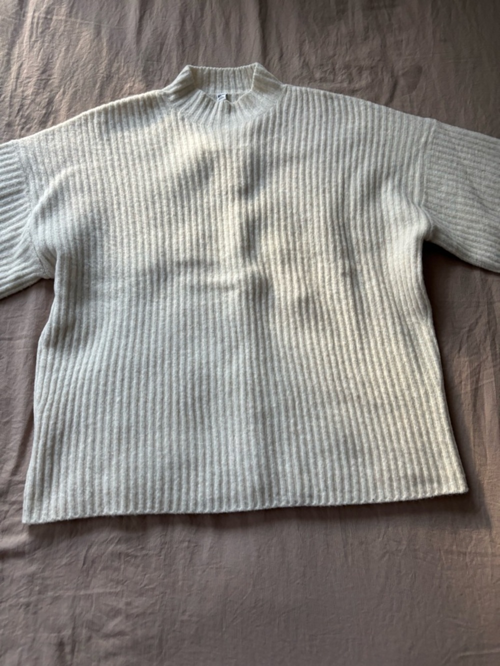 Uniqlo Off-White Ribbed Mock Neck Sweater